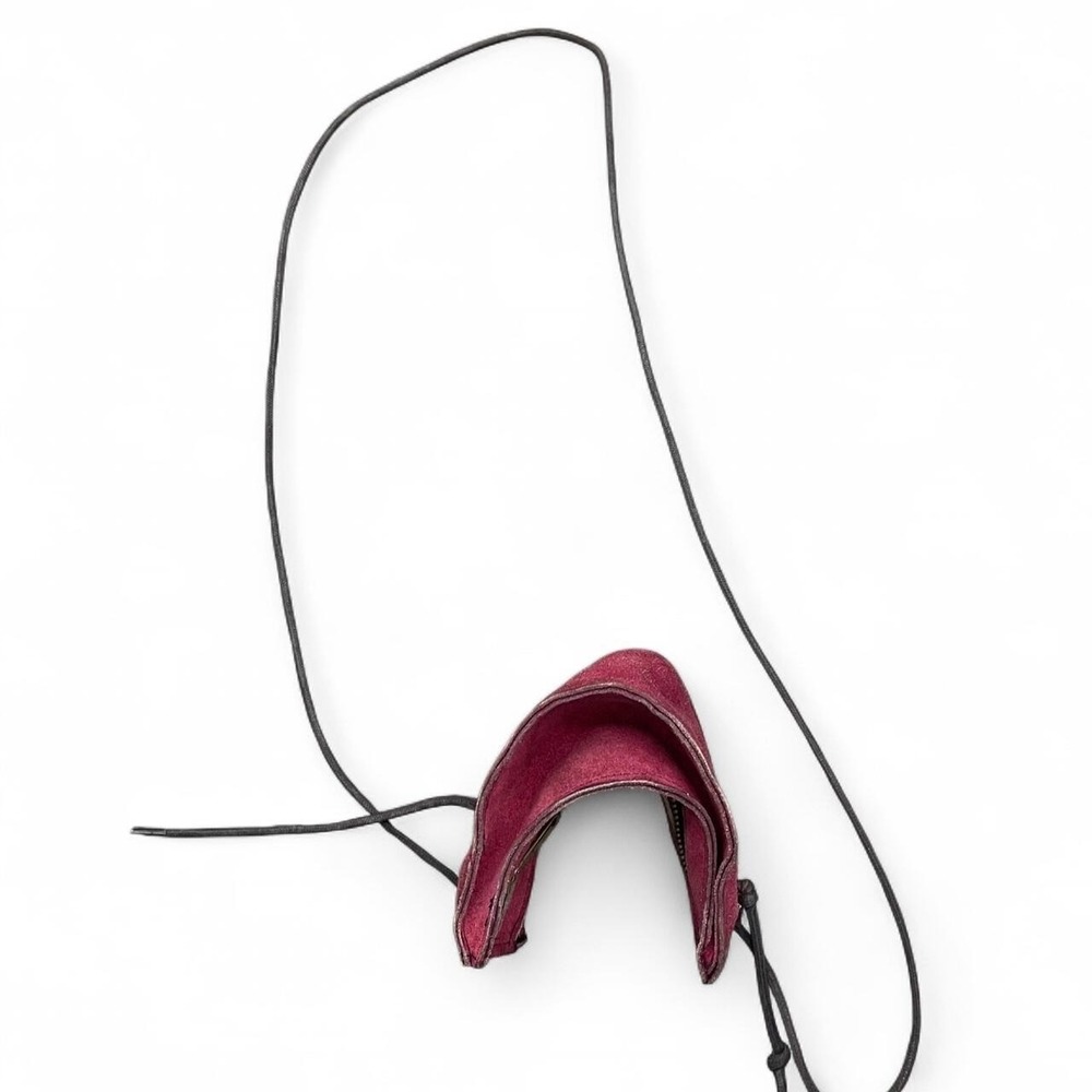Burgundy leather cat ear pouch cosplay reor zipper